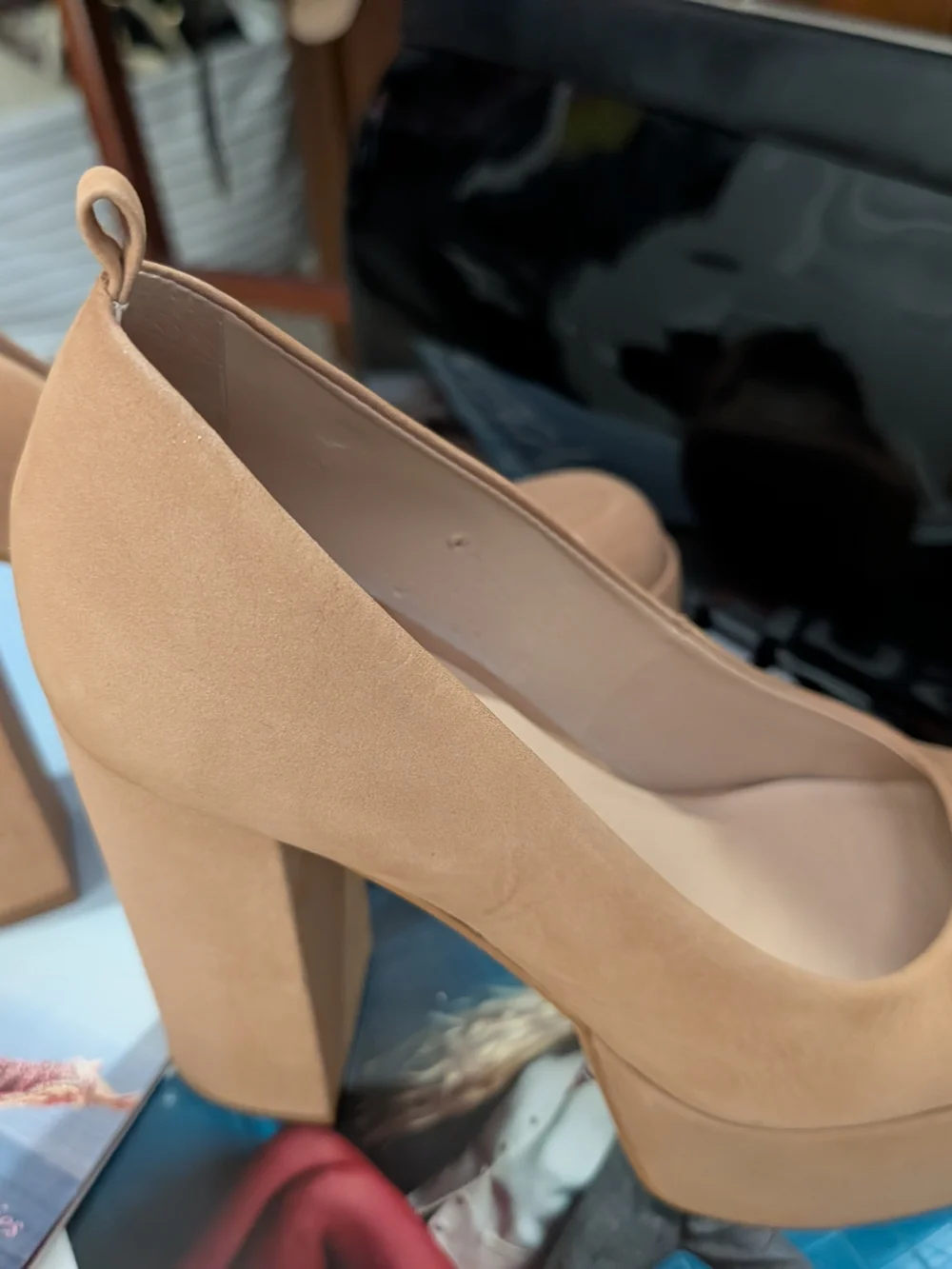 Steve Madden Nude Suede Platform Block Heel Pumps